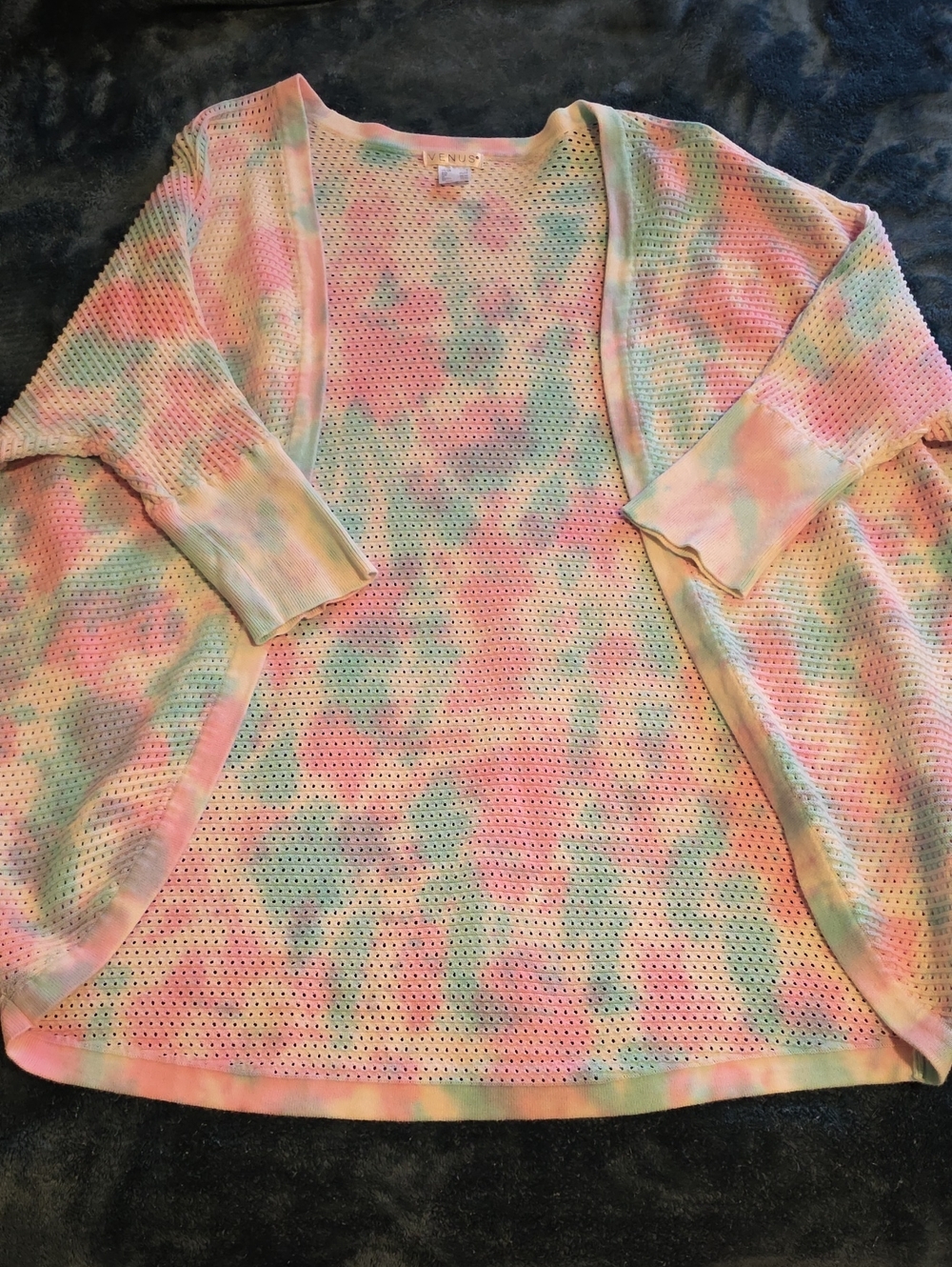 Venus Pastel Tie-Dye Open Front Knit Cardigan